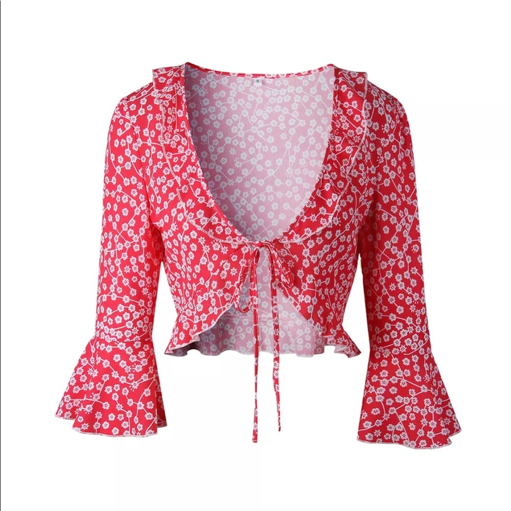 Crop Top Ruffle Blouse - Picture 2 of 4